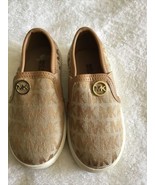 Michael Kors Signature Print Logo Tan/ Brown Toddler Slip On Sneakers Si... - $29.70