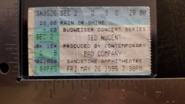 TED NUGENT / BAD COMPANY  MAY 26 1995 SANDSTONE AMPHITHEATRE CONCERT TIC... - $10.00