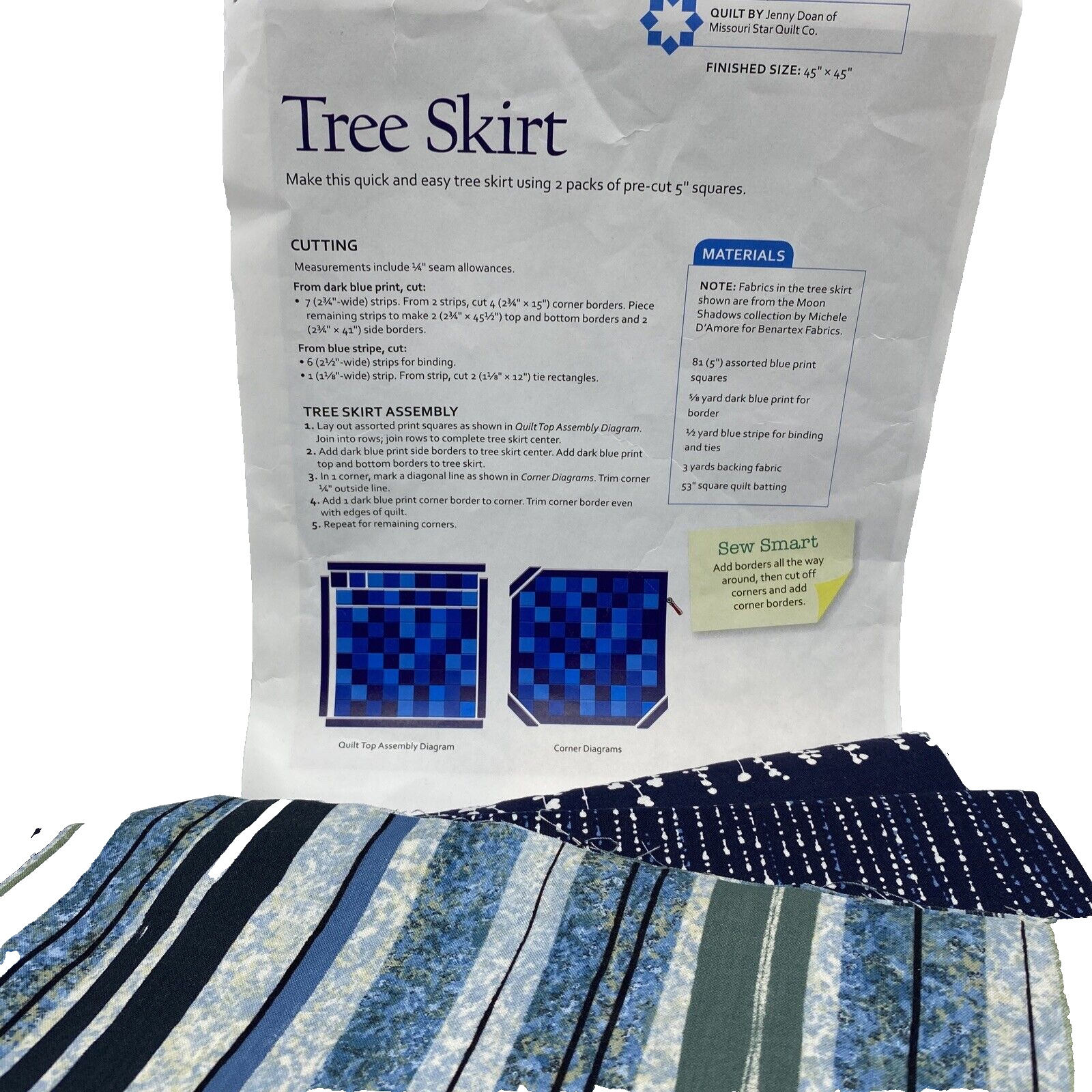 Fons &amp; Porter Quilt Supply Tree Skirt Sewing Kit Blue/Green New in Package - $30.39