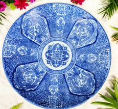 Antique Blue China Transferware Plate Bowl 8.5&quot; Asian Dinnerware - £28.14 GBP