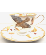 Lefton China Thrush Bird Vintage Footed Cup &amp; Saucer Hand Painted E2167 - £53.09 GBP