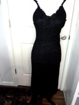 Angie Women&#39;s Lace Rayon Dress Low back Bead accents stretchy Lined Medium - $19.79