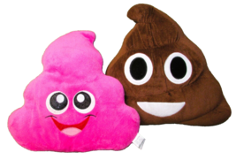 Emoji Plush Poop Lot Bubblegum Pink &amp; Brown Pillow Stuffed Kellytoy 11&quot; &amp; 12&quot; - £10.78 GBP