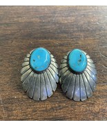 Vintage Native American Inspired Sterling Silver Blue Turquoise Pierced ... - $73.50