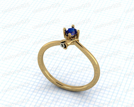 Blue Sapphire Round Gemstone Women Ring Women Prong Set Gift For Women Jewelry - £43.50 GBP