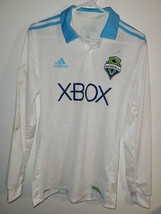 Adidas Authentic Mls Long Sleeve Seattle Sounders White Team Jersey Size M - £23.36 GBP