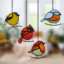4.5&quot;H Bird Quartet Stained Glass Window Panel Set - $93.93