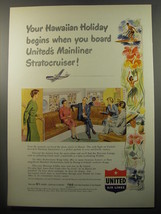 1950 United Air Lines Ad - Your Hawaiian holiday begins when you board - £14.49 GBP