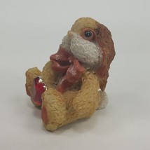 Bunny Rabbit Figurine with Red Jeweled Heart and bow tie. almost 2&quot; tall WKHK6 - £3.94 GBP