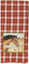 KAY DEE DESIGNS &quot;Horse Applique&quot; R3776 Red Plaid Tea Towel~18&quot;x28″ Cotton - £7.59 GBP