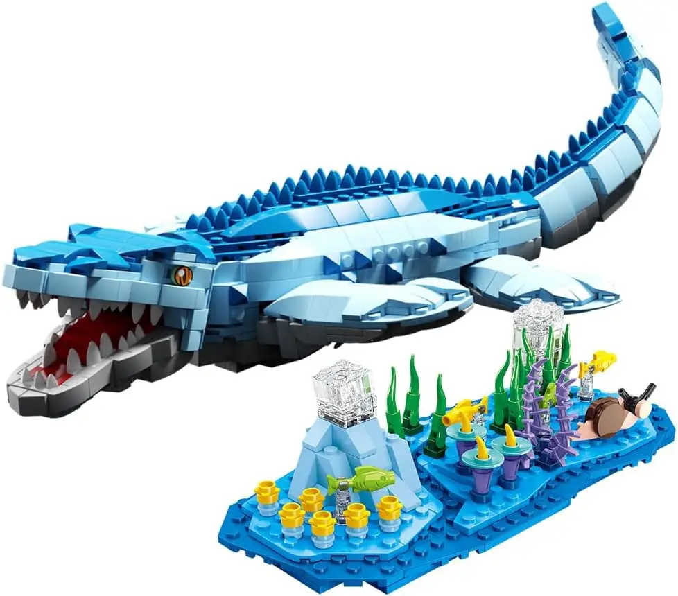 1158PCS Jurassic Dinosaur Bricks Mosasaurus Model Building Sets Toys for - £62.62 GBP