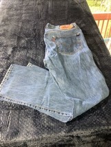36x32 LEVI&#39;S 501 Denim Blue Medium Button Fly Straight Leg Jeans 100% Cotton - £17.08 GBP
