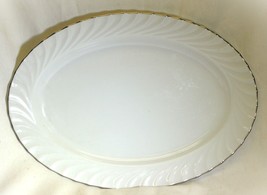 Norleans Estate Oval Serving Platter Swirled Rim Platinum Trim Japan - £37.10 GBP