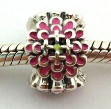 Authentic Chamilia Blooming Zinnia, Pink Enamel/Sterling Silver Charm 2020-0651 - $23.74