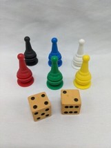 Set Of (6) Plastic Board Game Player Pawns With 2 Dice - $8.90