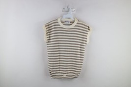 Deadstock Vtg 70s Streetwear Womens Small Striped Knit Cap Sleeve Sweater USA - £43.62 GBP