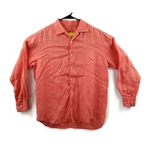 Tommy Bahama Relax Long Sleeve 100% Linen Shirt Salmon Mens Large Beachy Cruise - £19.61 GBP