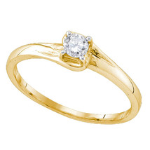 10k Yellow Gold Round Diamond Solitaire Promise Bridal Engagement Ring 1/8 Ctw - £278.25 GBP