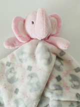Blankets and Beyond Elephant Pink Gray Grey Baby Security Blanket Lovey 14&quot; - £15.89 GBP