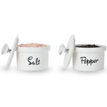 Salt And Pepper Bowls With Crystal Lid, 12.5 Oz Ceramic Salt Pepper Container Fo - £35.27 GBP