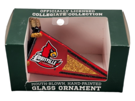 NCAA University of Louisville Cardinals Pennant Hand Painted Glass Ornament - £9.75 GBP