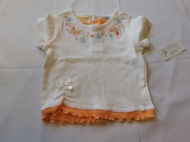 Sunshine Baby Girl&#39;s Short Sleeve T Shirt Peach Molt Butterflies 12 Months NWT - £10.09 GBP