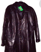 Giovanni Navarre Italian Stone Design Ladies Leather Coat Antiqued Brass Buttons - £61.71 GBP