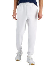 Ideology Men&#39;s Solid Fleece Fitted Cuff Hem Joggers White-XL - $18.97