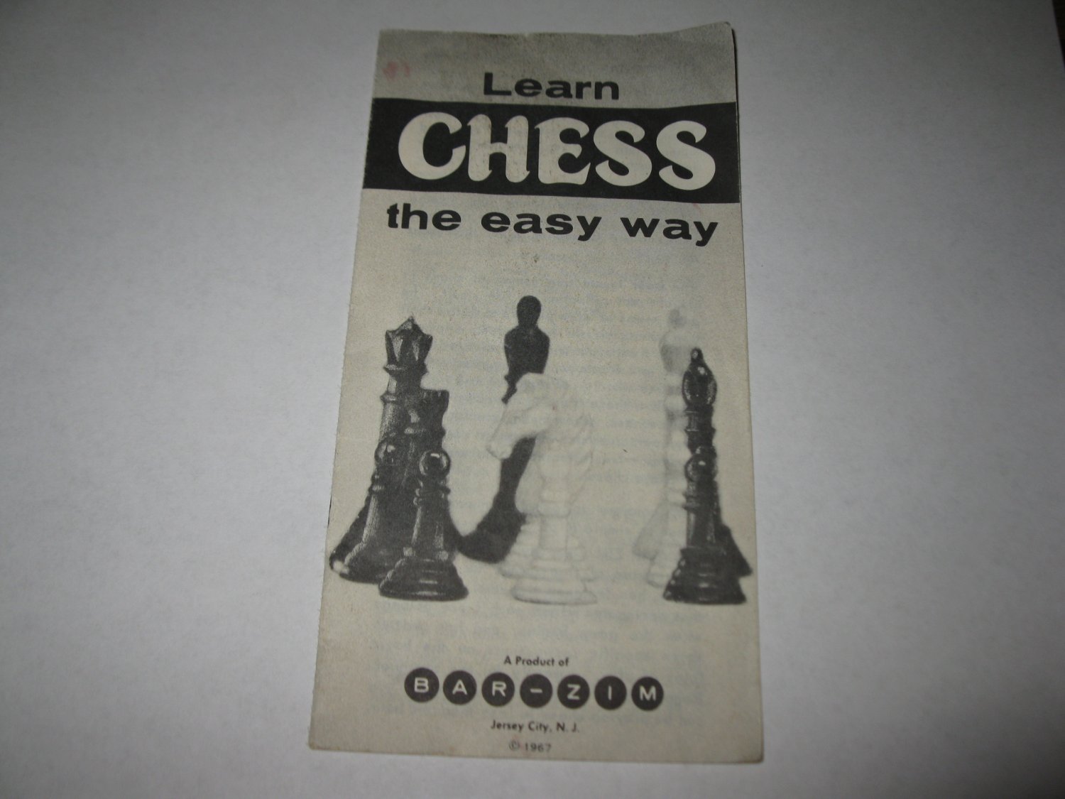 1967 Bar-Zim Classic Chess Board Game Piece: Instruction Booklet - $2.50