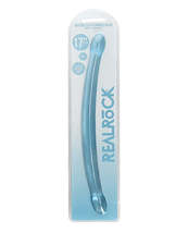 Shots RealRock Crystal Clear 17&quot; Double Dildo  - Blue - £30.72 GBP