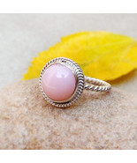 Pink Opal Twisted Band Natural Pink Opal Ring Opal Sterling Silver Ring ... - £33.24 GBP