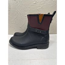 Rag and Bone Moto Rain Boots Women&#39;s Black Maroon Waterproof Size 37 US 7 - $49.95
