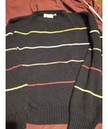 Vintage Troy Hill Crew Neck Sweater XL Black Striped - £10.05 GBP
