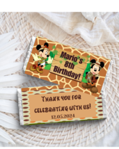 12 Safari Mickey Minnie DIY Customized Candy Bar Wrappers w Foil &amp; Clear... - £19.00 GBP