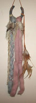 Vtg Native American Indian Dream Catcher Mandala Wool Fur Leather Beads H SHOE - £61.53 GBP