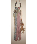 Vtg Native American Indian Dream Catcher Mandala Wool Fur Leather Beads ... - £61.01 GBP