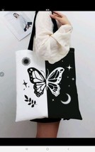 Canvas-Cotton Tote  Women&#39;s Large Day-night butterfly casual bag - $22.45