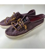SPERRY TOP-SIDER WOMENS SIZE 6.5M SHOES SEACOAST STRIPED CANVAS WINE STS... - $18.23 CAD