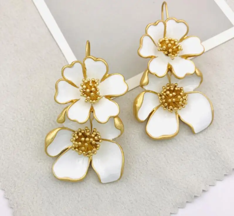 New design  Enamel Flower earrings - £44.88 GBP
