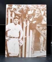 Vtg Babe Ruth w/ Fans Yankees 11x14 Sports Photo Print Sepia Tone Iconic - $29.99