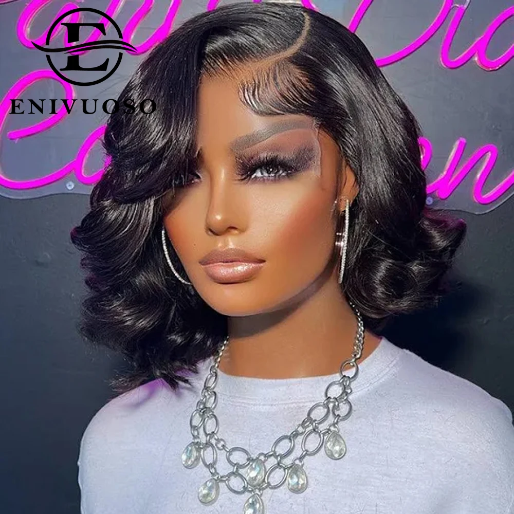 Short Body Wave 13x4 Lace Front Wigs for Black Women Glueless Wear and Go Sho - £116.24 GBP
