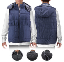 Men&#39;s Quilted Puffer Packable Fleece Lined Zipper Vest With Removable Hood - £26.45 GBP