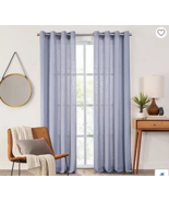 Fieldcrest Arden Sheer Grommet Top Single Curtain Panel Chambray Blue 50x96 - $273.14 MXN