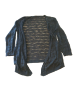 BLACK tie front bolero CARDIGAN~open hole pattern~cotton/rayon~lt wt~3/4... - $15.09 CAD