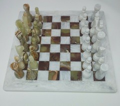 JT Handmade Green Onyx and White Marble Chess Game - Staunton Marble Che... - $98.01