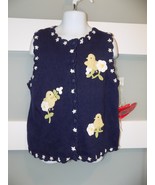 Hartstrings Easter Navy Blue Button Up Vest W/Chicks Size 6X Girl&#39;s NEW - $35.45 CAD