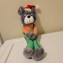 Vintage Knee Hugger Christmas Elf Mouse Plush w/ Santa Hat and Backpack 15” - $17.11 CAD