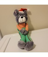 Vintage Knee Hugger Christmas Elf Mouse Plush w/ Santa Hat and Backpack 15” - $17.10 CAD