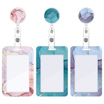 3 Set Heavy Duty Badge Holder with Retractable Reel, Marble Retractable ... - £13.75 GBP