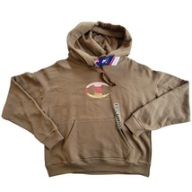 NWT CHAMPION Medium Women Kangaroo Pocket Hoodie Brown Crew Neck Pink Gold Logo - £14.78 GBP